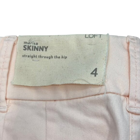 Loft Womens Marisa Skinny Ankle Pants Size 4 Light Pink Cotton Blend New - Picture 2 of 10